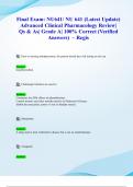 Final Exam&colon; NU641&sol; NU 641 &lpar;Latest 2024&sol; 2025 Update&rpar; Advanced Clinical Pharmacology Review&vert; Qs & As&vert; Grade A&vert; 100&percnt; Correct &lpar;Verified Answers&rpar; &ndash; Regis
