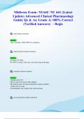 Midterm Exam&colon; NU641&sol; NU 641 &lpar;Latest 2024&sol; 2025 Update&rpar; Advanced Clinical Pharmacology Guide&vert; Qs & As&vert; Grade A&vert; 100&percnt; Correct &lpar;Verified Answers&rpar; &ndash; Regis
