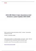 EXS-485 Week 3 Quiz Questions And Answers Latest Update 2024-2025