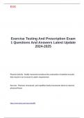 Exercise Testing And Prescription Exam 1 Questions And Answers Latest Update 2024-2025