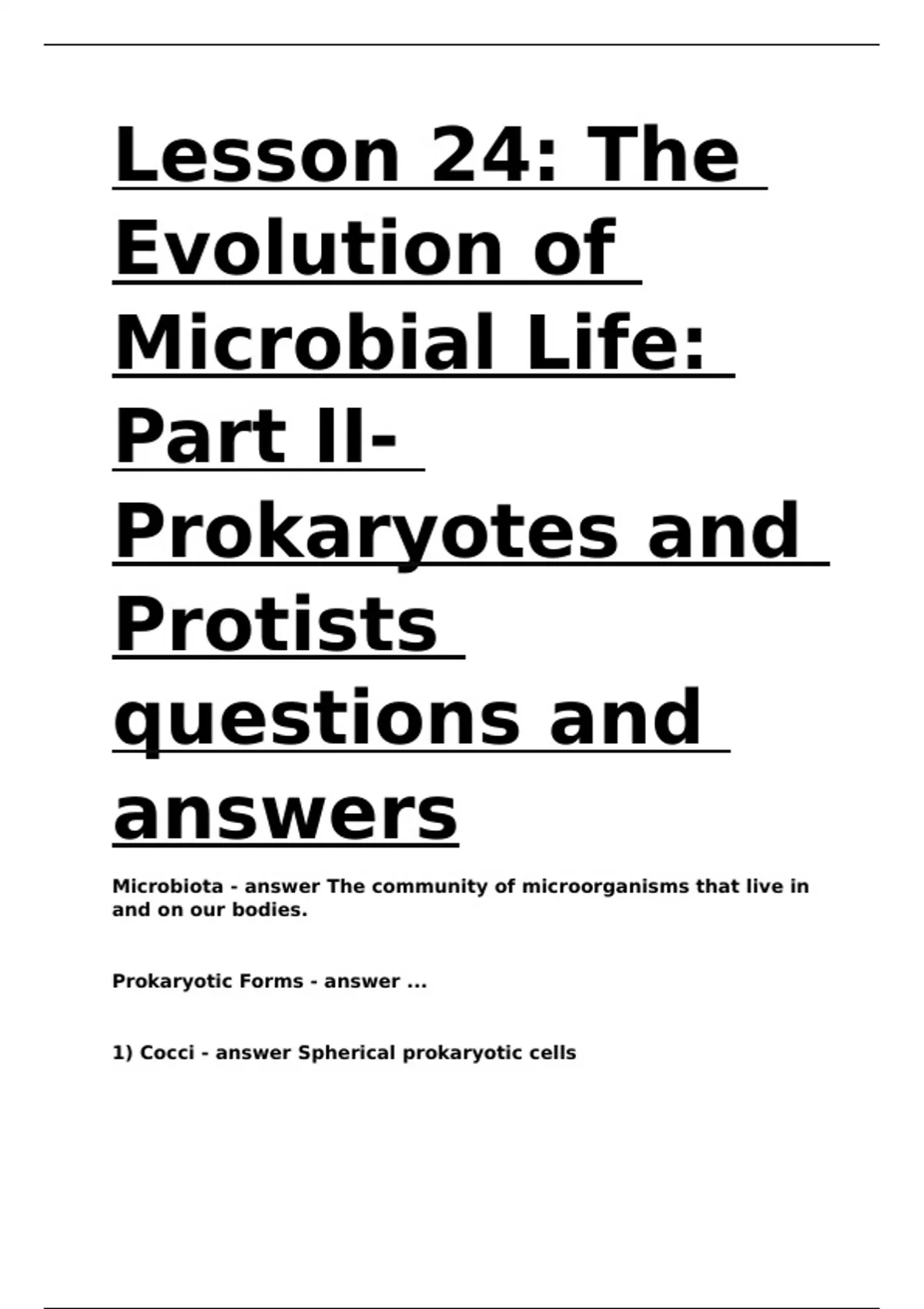 Lesson 24 The Evolution of Microbial Life Part II- Prokaryotes and ...