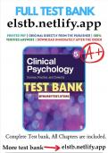 Clinical Psychology Science&comma; Practice&comma; and Diversity 5th Edition Test Bank &lpar;2024&rpar;