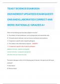 TEAS 7 SCIENCE EXAM 2024-2025 NEWEST UPDATEED EXAM QUESTIONS AND ELABORATED CORRECT ANSWERS &sol; RATIONALE &sol; GRADED A&plus;