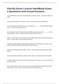 Florida Driver License HandBook Exam 2 Questions And Actual Answers