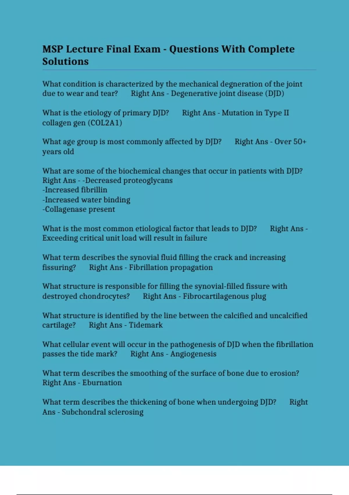 MSP Lecture Final Exam - Questions With Complete Solutions - MSP ...