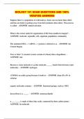 BIOLOGY 191 EXAM QUESTIONS AND 100&percnt; VERIFIED ANSWERS