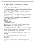 FILM FINAL EXAM QUESTIONS AND ANSWERS