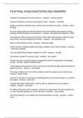 FILM FINAL EXAM QUESTIONS AND ANSWERS