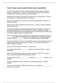 FILM FINAL EXAM QUESTIONS AND ANSWERS
