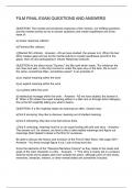 FILM FINAL EXAM QUESTIONS AND ANSWERS
