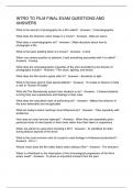 INTRO TO FILM FINAL EXAM QUESTIONS AND ANSWERS