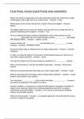 FILM FINAL EXAM QUESTIONS AND ANSWERS
