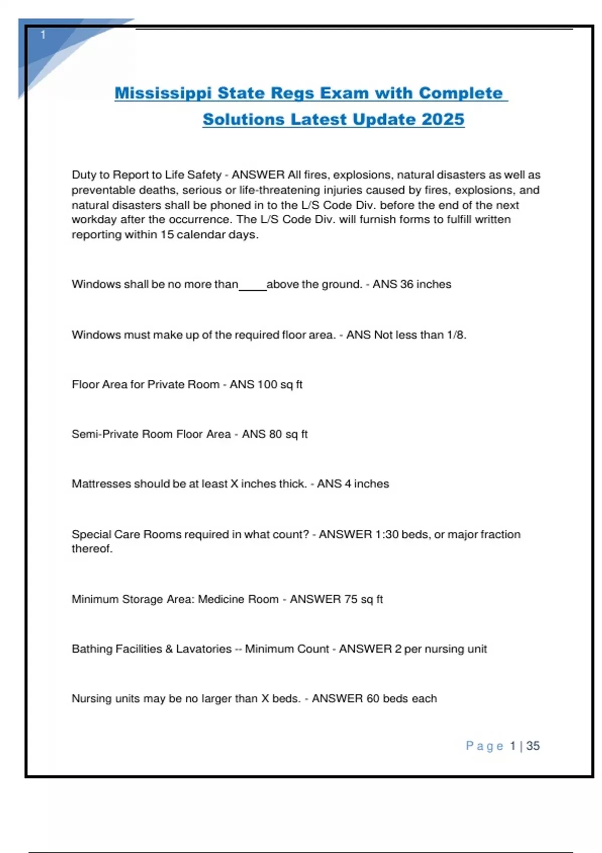 Mississippi State Regs Exam with Complete Solutions Latest Update 2025 ...