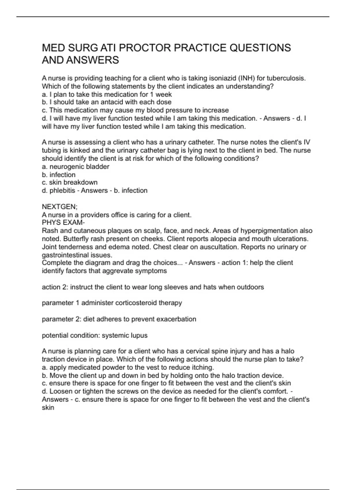 MED SURG ATI PROCTOR PRACTICE QUESTIONS AND ANSWERS - MED SURG ATI ...