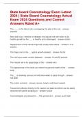 State board Cosmetology Exam Latest  2024 &vert; State Board Cosmetology Actual  Exam 2024 Questions and Correct  Answers Rated A&plus;