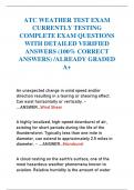 ATC WEATHER TEST EXAM  CURRENTLY TESTING  COMPLETE EXAM QUESTIONS  WITH DETAILED VERIFIED  ANSWERS &lpar;100&percnt; CORRECT  ANSWERS&rpar; &sol;ALREADY GRADED  A&plus;