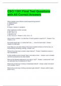 CSCI 1301 Final Test Questions with All Correct Answers 