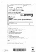 2024 Pearson Edexcel A Level Business Paper 2 &lpar;9BSO&sol;02&colon; Business activities&comma; decisions and strategy&rpar;