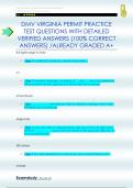 DMV VIRGINIA PERMIT PRACTICE  TEST QUESTIONS WITH DETAILED  VERIFIED ANSWERS &lpar;100&percnt; CORRECT  ANSWERS&rpar; &sol;ALREADY GRADED A&plus;
