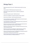 Biology Paper 3 questions and answers