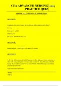 CEA ADVANCED NURSING PRACTICE QUIZ QUESTIONS AND ANSWERS 2024
