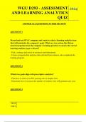  WGU D293 - ASSESSMENT AND LEARNING ANALYTICS QUIZ QUESTIONS AND ANSWERS 2024 &Tab;