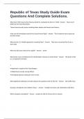 Republic of Texas Study Guide Exam Questions And Complete Solutions&period;