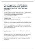 Texas Department of Public Safety Private Security Bureau - Qualified Manager Exam And 100&percnt; Correct Answers&period;