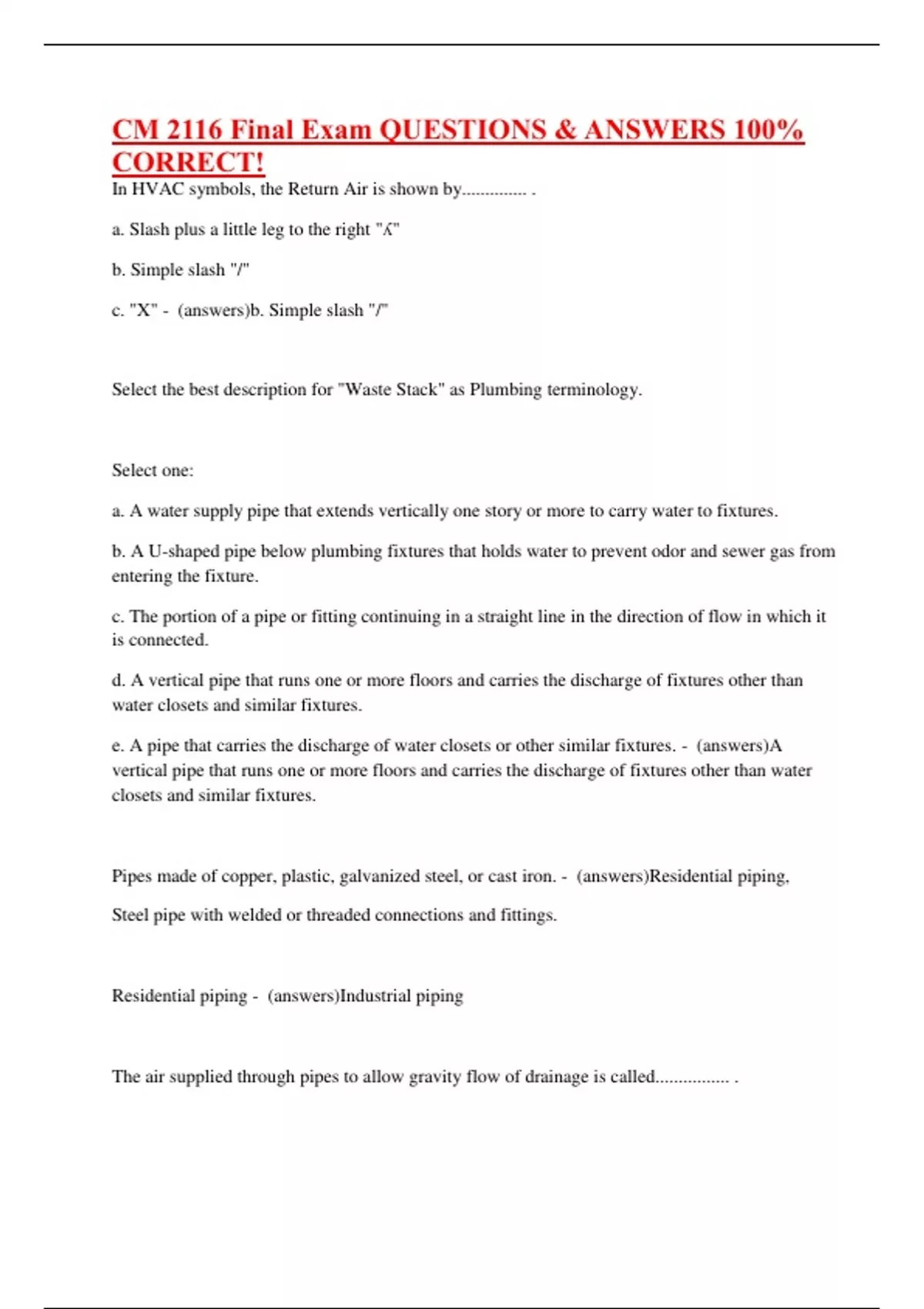 CM 2116 Final Exam QUESTIONS & ANSWERS 100% CORRECT! - CM 2116 - Stuvia US
