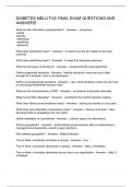 DIABETES MELLITUS FINAL EXAM QUESTIONS AND ANSWERS