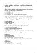 DIABETES MELLITUS FINAL EXAM QUESTIONS AND ANSWERS