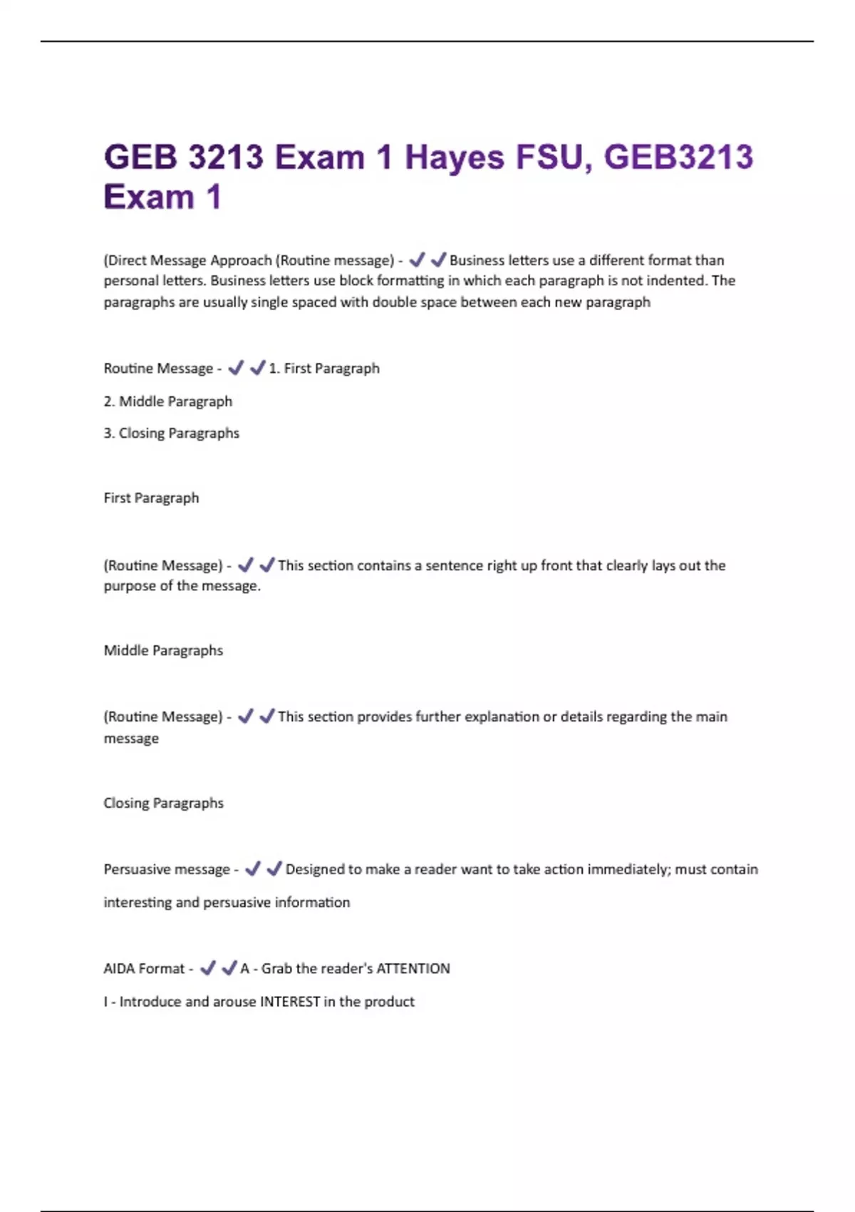 GEB 3213 Exam 1 Hayes FSU, GEB3213 Exam 1 Questions And Answers Rated ...