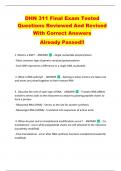 DHN 311 Final Exam Tested  Questions Reviewed And Revised  With Correct Answers   Already Passed&excl;&excl; 