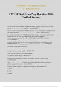 CIT 111 Final Exam Prep Questions With Verified Answers