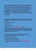 Unit 1&colon; Emergency and Trauma Nursing&comma; Common Environmental Emergencies&comma; Emergency and Disaster Preparedness&comma; Critically Ill Patients with Respiratory Problems &ndash; latest update questions with answers