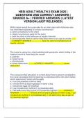 HESI ADULT HEALTH 2 EXAM 2025 &vert; QUESTIONS AND CORRECT ANSWERS &vert; GRADED A&plus; &vert; VERIFIED ANSWERS &vert; LATEST VERSION &lpar;JUST RELEASED&rpar;