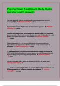 PsychoPharm Final Exam Study Guide questions with answers