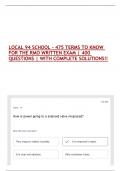LOCAL 94 SCHOOL - 475 TERMS TO KNOW FOR THE RMO WRITTEN EXAM &vert; 400 QUESTIONS &vert; WITH COMPLETE SOLUTIONS&excl;&excl;