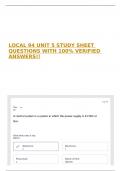 LOCAL 94 UNIT 5 STUDY SHEET QUESTIONS WITH 100&percnt; VERIFIED ANSWERS&excl;&excl;
