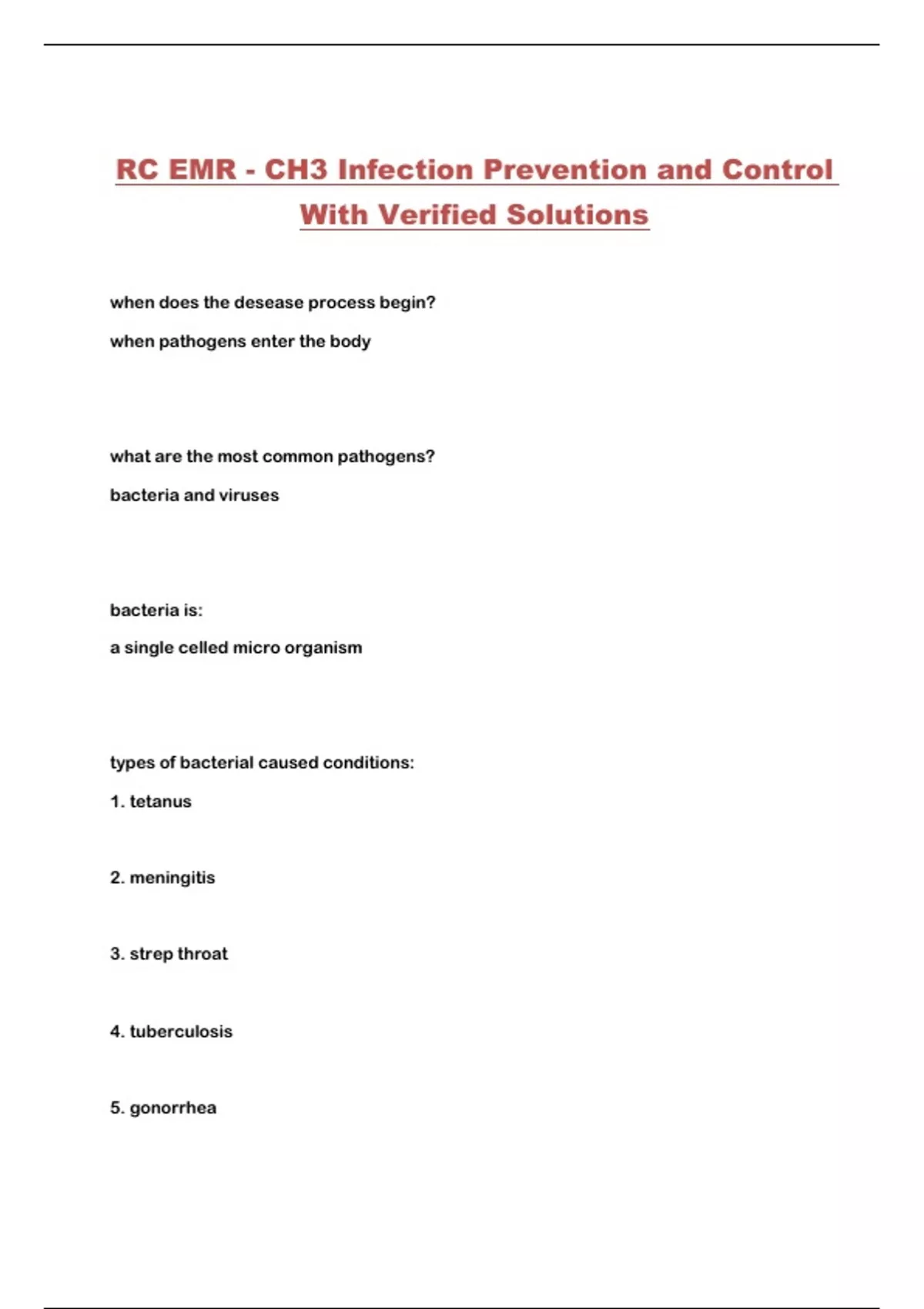 RC EMR - CH3 Infection Prevention and Control With Verified Solutions ...