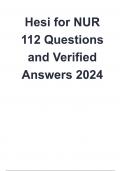 Hesi for NUR 112 Exam &lpar;Latest Update 2024 &sol; 2025&rpar; Questions and Answers &vert;100&percnt; Verified Correct Answers &vert; complete solution &vert; Grade A&plus;