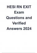 HESI RN EXIT Exam &lpar;Latest Update 2024 &sol; 2025&rpar; Questions and Answers &vert;100&percnt; Verified Correct Answers &vert; complete solution &vert; Grade A&plus;