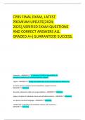 CPRS FINAL EXAM&comma; LATEST PREMIUM UPDATE&lpar;2024-2025&rpar;&comma;VERIFIED EXAM QUESTIONS AND CORRECT ANSWERS ALL GRADED A&plus;&vert;GUARANTEED SUCCESS&period;