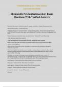 Memorable Psychopharmacology Exam Questions With Verified Answers