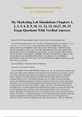 My Marketing Lab Simulations Chapters 1&comma; 2&comma; 3&comma; 5&comma; 6&comma; 8&comma; 9&comma; 10&comma; 11&comma; 12&comma; 13&comma; 14&comma;17&comma; 18&comma; 19 Exam Questions With Verified Answers