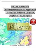 SOLUTION MANUAL Finite Mathematics & Its Applications 13th Editionby Larry J&period; Goldstein&comma; Chapters 1 - 12&comma; Complete