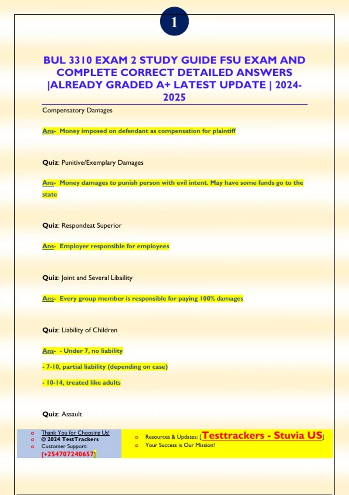 BUL 3310 EXAM 2 STUDY GUIDE FSU EXAM AND COMPLETE CORRECT DETAILED ...