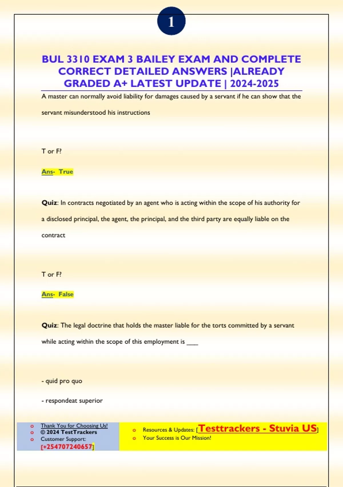 BUL 3310 EXAM 3 BAILEY EXAM AND COMPLETE CORRECT DETAILED ANSWERS ...