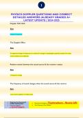 PHYSICS DOPPLER QUESTIONS AND CORRECT DETAILED ANSWERS &vert;ALREADY GRADED A&plus; LATEST UPDATE &vert; 2024-2025