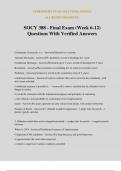 SOCY 388 - Final Exam &lpar;Week 6-12&rpar; Questions With Verified Answers